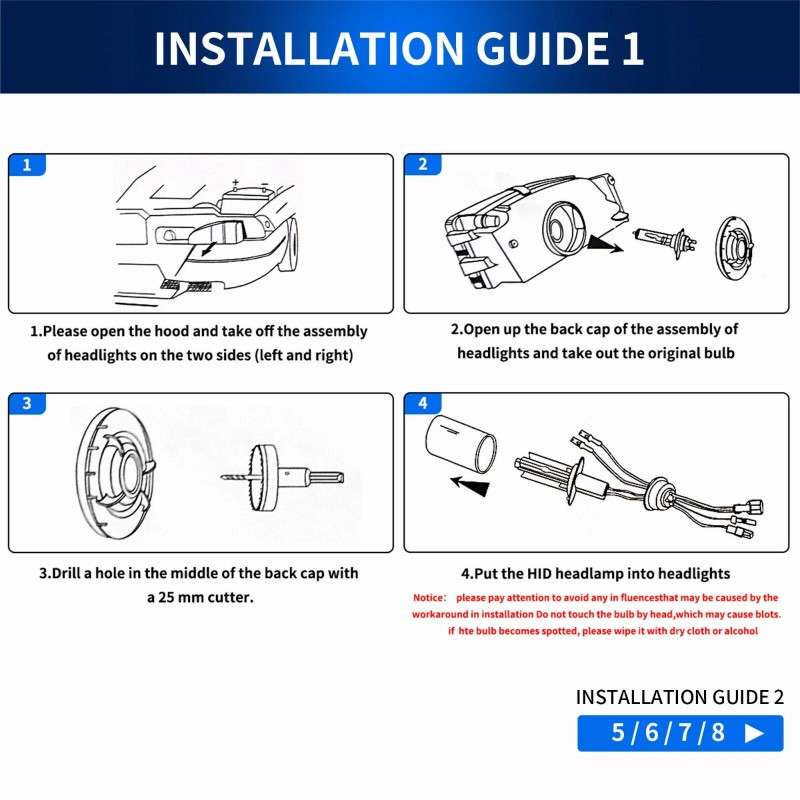 VLAND 1Pair D2H Xenon Headlight Bulbs Conversion HID KIT with