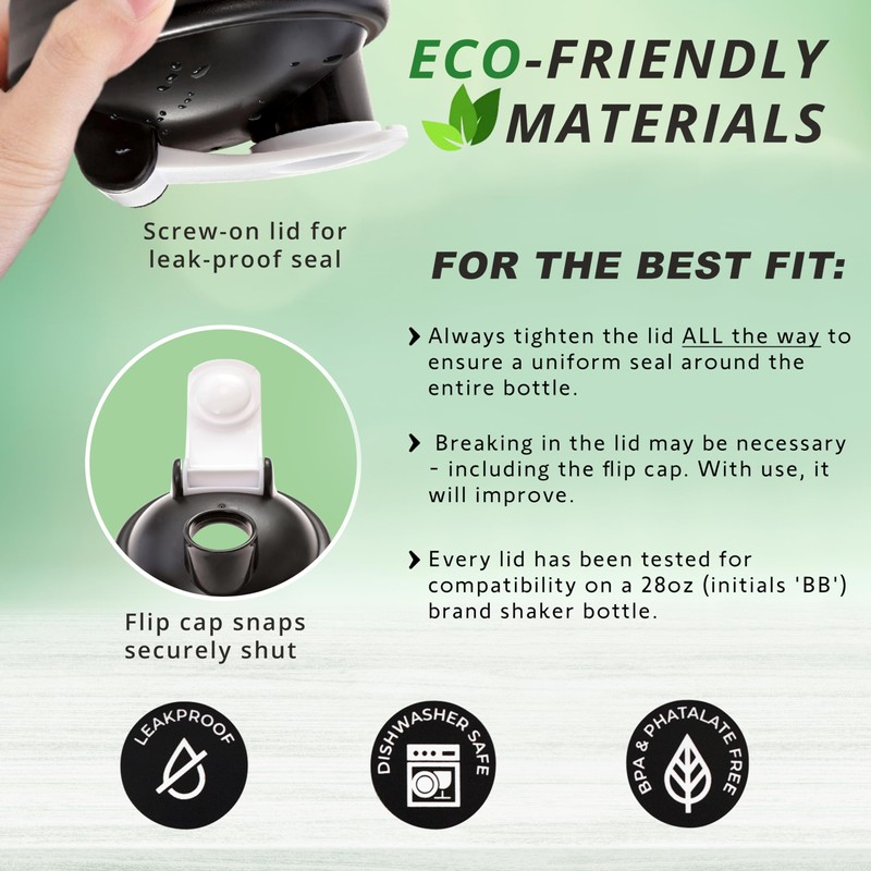 Shaker Bottle Replacement Lid Cap Top - Upgraded 2025 Version