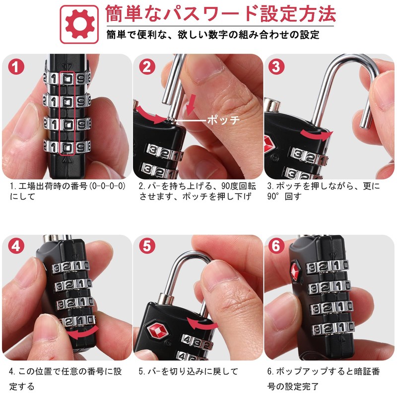 NAGE Padlock, 4 Digit Tsa Lock, Small Dial Lock, PIN