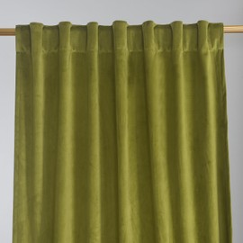 gisewood Olive Green Velvet Curtains 108 inches Long, Block Light Thermal Insulated Window Curtain Drapes for Living Room, W52 x L108, 2 Panels