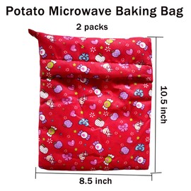 Reusable Microwave Potato Baking Bags, 2 Pack, 10.5 x 8.5 inches Microwave Baking Pouch Perfect for Baked Potatoes, Sweet Potatoes, Corn, and More,