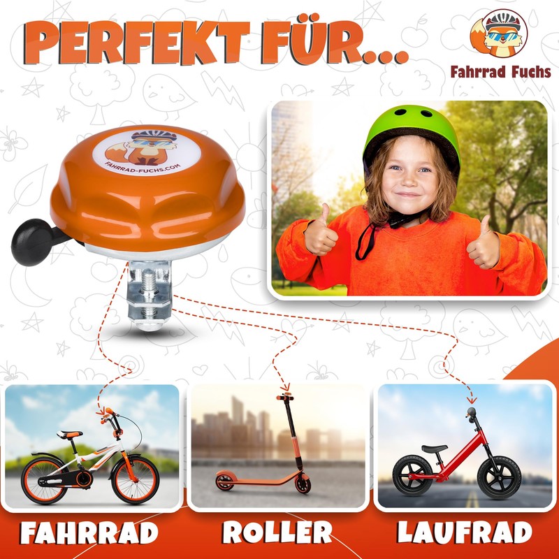 Children's Bicycle Bell - Fox / Orange - Bell Ideal
