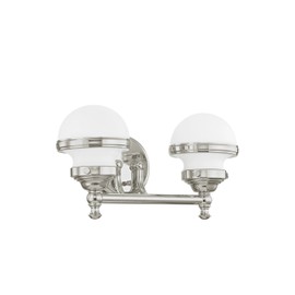 Livex 5712-05 Transitional Two Light Bath Vanity from Oldwick Collection Finish, Polished Chrome