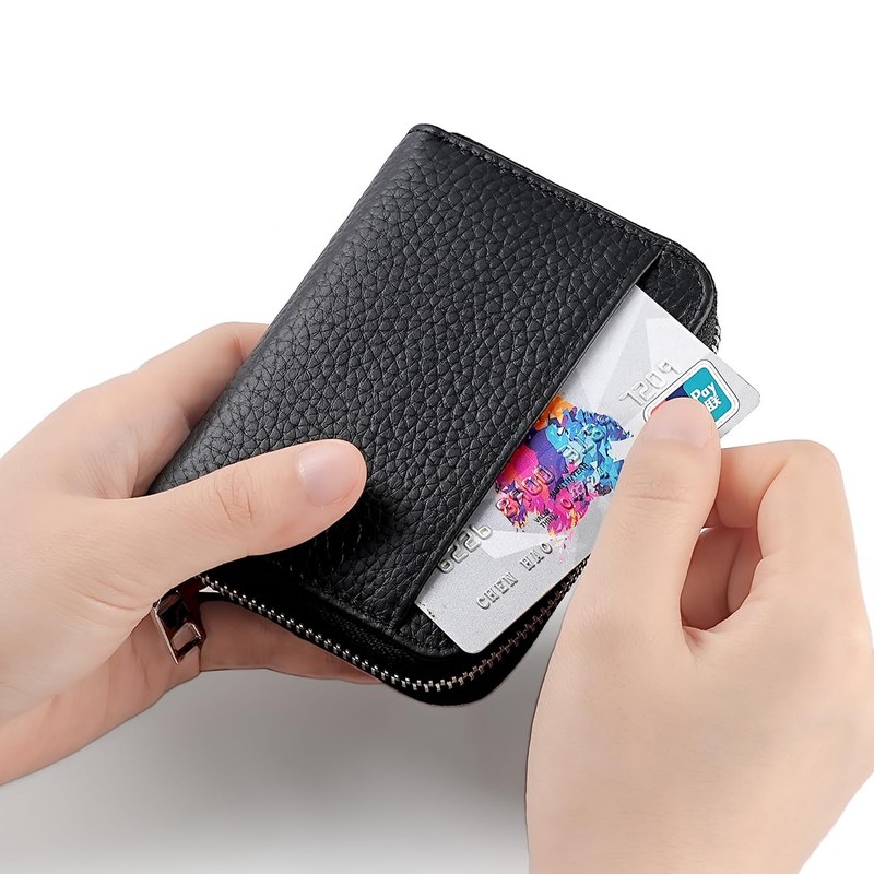 Yocipa Genuine Leather Coin Case, 6 Compartments, Women's, Mini Wallet,