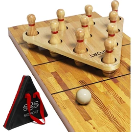 YDDS Shuffleboard Bowling Pin Set with 10 Pcs Premium Hardwood Bowling Pins Durabel Triangular Pinsetter Resin Bowling Ball and Carrying Bag, Fun for Shuffleboard Games