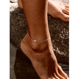 Sterling Silver Anklets Heart Anklet Leg Bracelet for Women Layered Anklets for Women Anklet Bracelet