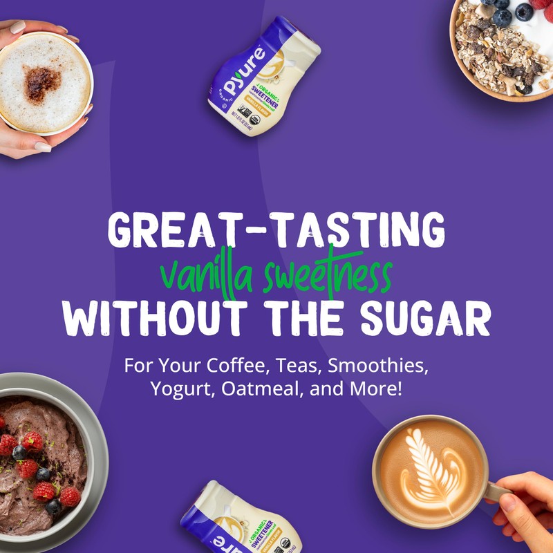 Pyure Organic Vanilla Stevia Liquid Sweetener | Sugar-Free Stevia Drops