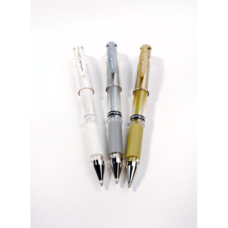 Uni Ball Silver Signo Pen Broad Metallic Gel Ink Rollerball