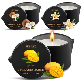 SUPXYC 3PCS Massage Oil Candles, Soybean Wax Warming Massage Oil Candle, Low Temp Scented Body Oil Candles, Low Temperature Massages Oil Candle, for Moisturizes Skin,Stress Relief (2.35 OZ)