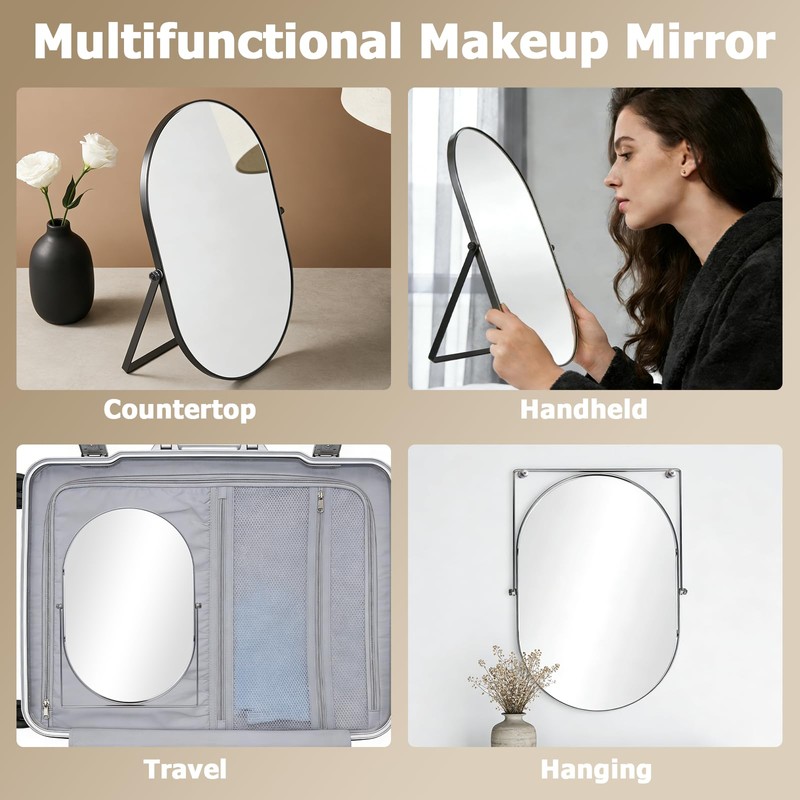 Vanity Desk Table Mirror with Stand and Metal Frame, 8