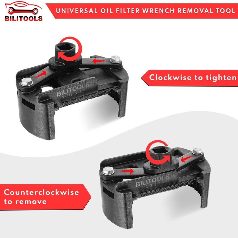 BILITOOLS Universal Oil Filter Wrench Removal Tool Adjustable, 60-80mm (2.36-3.15