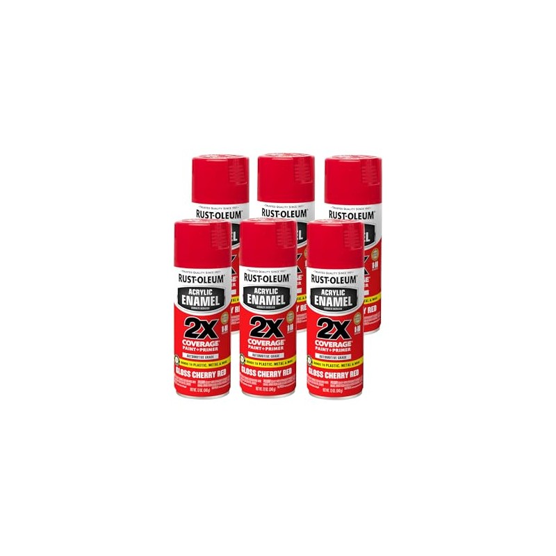 Rust-Oleum 271920-6PK Acrylic Enamel 2X Spray Paint, 12 oz, Gloss