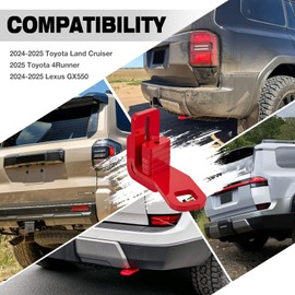 T-TOP WLS Heavy Duty Rear Tow Hooks Recovery Points Hooks fits for 2024-2025 Toyota Land Cruiser/Lexus GX550 & 2025 Toyota 4Runner, Rear Car Recovery Points Red Color 1 Piece