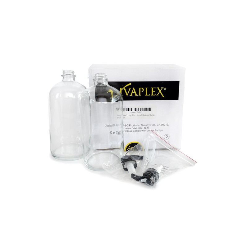 Vivaplex, 2, Large, 32 oz, Empty, Clear Glass Bottles with
