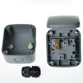 SuperInk 4 Pack Storm Weatherproof 125VAC 15A 1 Gang Switch Fused Protection Switched Unit Outdoor Use 4-Pole Junction Box with 20mm Cable Gland IP66 Rated