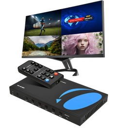 OREI HDMI Switcher 4 in 1 Out with Quad Screen Multiviewer - Supports 1080p, DTS/Dolby Audio, IR Remote Control, Seamless Switching, Compatible with HDMI Devices