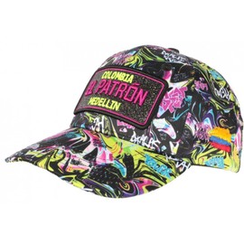 El Patron Cap Black and Purple Rhinestone Streetwear Colombia Medellin Baseball - Unisex, black