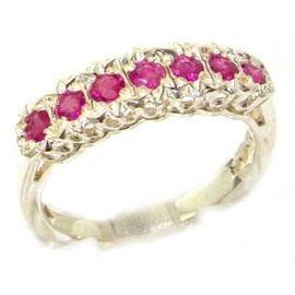 LetsBuyGold 925 Sterling Silver Natural Ruby Womens Eternity Ring - Size 6.75