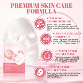 WEILAOK Organic Collagen Real Deep Mask, Organic Collagen Mask, Collagen Mask, Overnight, Korean Skincare Mask, Collagen Mask Reduces Fine Lines and Wrinkles, Pack of 4