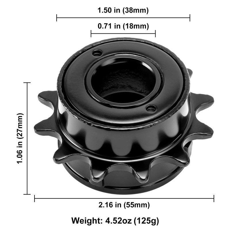Hycline Single Speed Bicycle Freewheel 12T, Bike Freewheel - BLACK