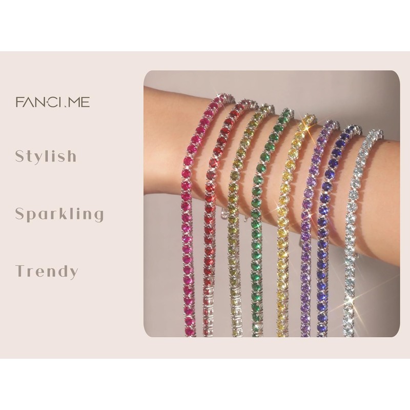 FANCIME October Birthstone Fire Opal Bracelet Gold Tennis Bracelets Fine