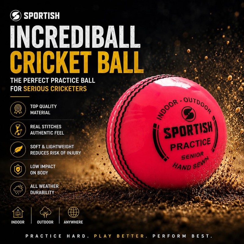 SPORTISH Senior Pink Incrediball Cricket Balls Pack of 3 Soft