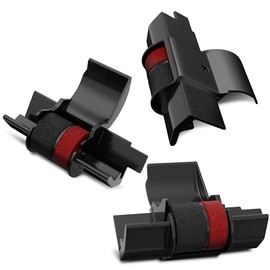 Paquete de 3 rodillos de tinta para calculadora IR40T, negro/rojo, compatible con Casio HR-170RC, HR-100TM, Canon P23-DHV, P170-DH3/Sharp EL-1801V, EL-1750V y más, cartucho de tinta para calculadora sellado individualmente