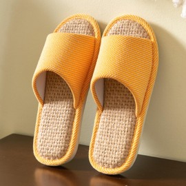 VIDSID Linen Slippers - Breathable, Anti-Slip, Easy to Clean - Summer Silent Slippers for Women and Men (Yellow EU36/37)