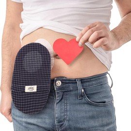 3 Stück waschbare Stomabeutel, Schutzhülle für Kolostomie, Zubehör für Stoma, diskretes Design in marineblauem Raster, Komfort und Schutz vor Leckagen