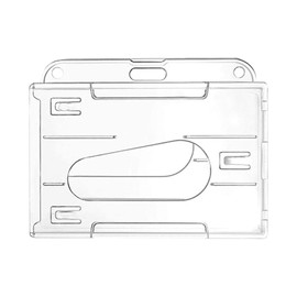 Clear Name Tag Holder - Badge ID Holder for Horizontal Use | PC Case Protector, Hard Badge Case with Thumb Slot for Business Meetings Corporate Events Trade Shows