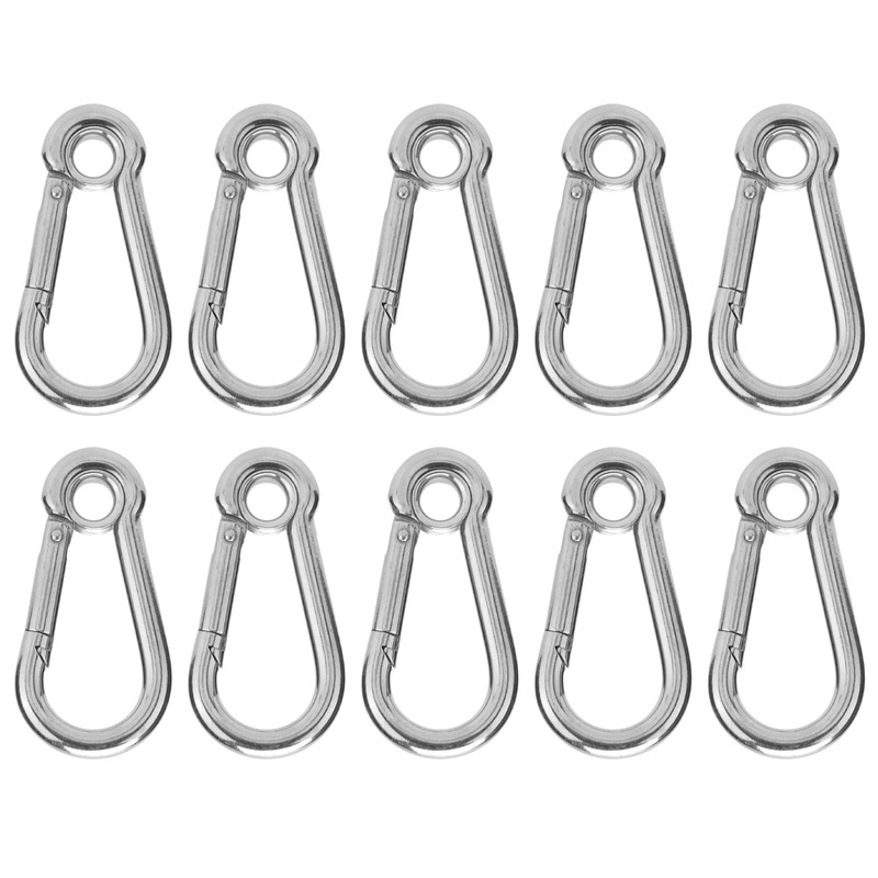 10Pcs Snap Hook Stainless Steel Safety Rope Spring Carabiner Hanging
