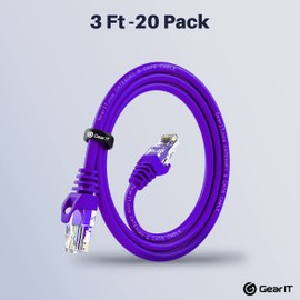 GearIT Paquete de 20 Cable Cat6 0,91 Metro Cable Cat 6 Ethernet Snagless Flexible con Pestaña - Serie Premium - Púrpura