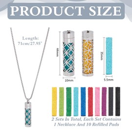 WADORN 2 Styles Essential Oil Diffuser Necklace, Aromatherapy Aroma Locket Pendant with 20Pcs Refill Pads Stainless Steel Scent Necklace Charms for Men Women Birthday Essential Oil Jewelry Gift