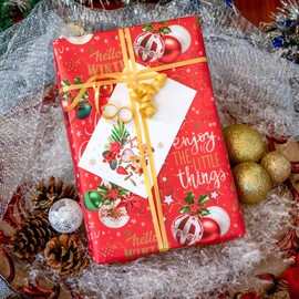 ARKRAFT Wrapping Paper Set 4 Sheets Format 90 x 65 cm 4 Greeting Cards 2 x 5 m Ribbon (Set 18-9380)