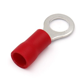 Heschen Ring Terminal Crimp Connectors Vinyl Insulated Wire Electrical Connector RV1.25-5S Stud size #10 for 0.5-1.5mm² (22-16 AWG) Red 100Pack