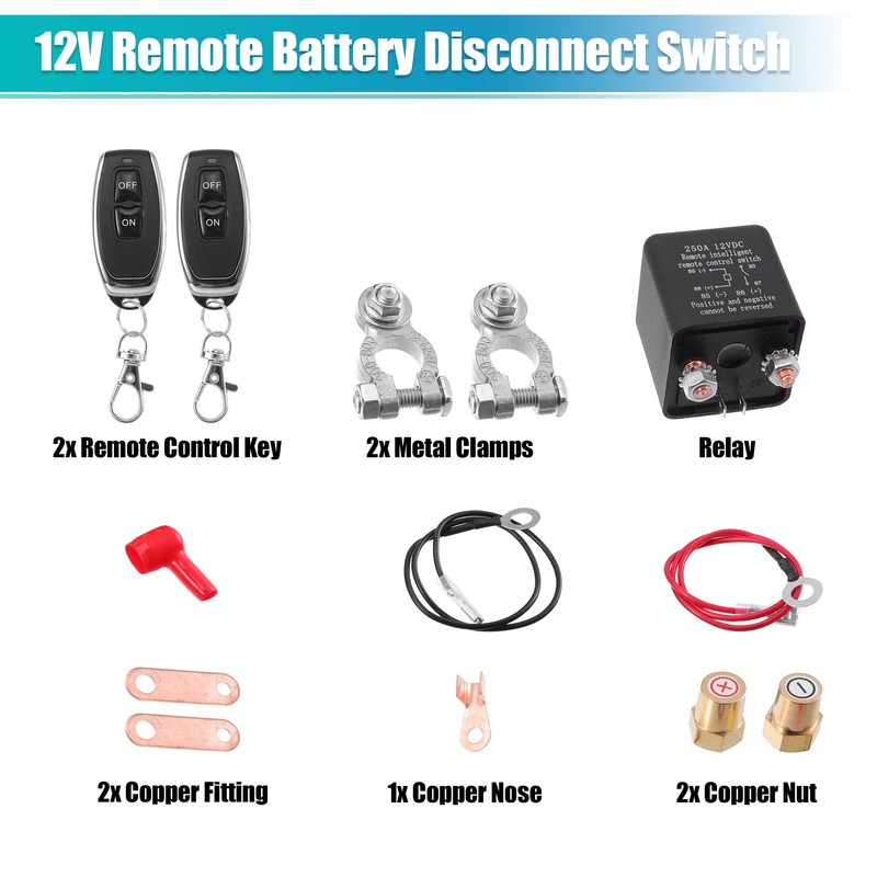 X AUTOHAUX 1 Set 12V 250A Car Battery Disconnect Switch