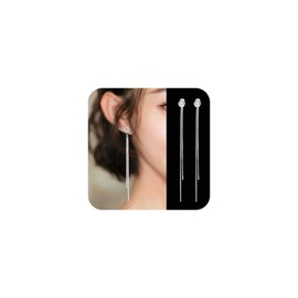 Aneneiceera Boho Rhinestone Drop Dangle CZ Earring Silver Long Tassel Zircon Earrings Tiny Crystal Chain Earrings Vintage Earrings Jewellery for Women and Girls, Alloy Steel