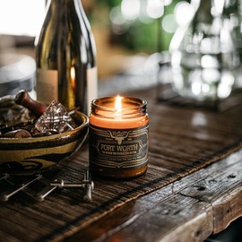 Jackson Vaughn Scented Texas Candle | Aromatherapy Long Lasting Candles Luxury Home Fragrance Decor Gifts Hand Poured Soy Wax Blend Notes of Leather, Perennial Blossoms 40 Hour Burn 9oz (Fort Worth)