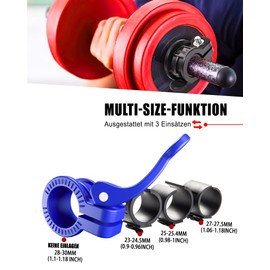 ZY-HUAN Mini Barbell Clamps, Adjustable Size Dumbbell Clasp, 30 mm, 28 mm, 25 mm, 23 mm, Quick Release Weight Clips, Quick Release Barbell Bar for Crossfit, Professional Training (Blue)