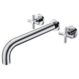 SUMERAIN Tub Filler Wall Mounted Tub Faucet High Flow Bathtub Faucet Chrome Finish with Rough in Valve, Extra Long Spout and Cross Handles