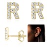 Diamond Initial Stud Earrings for Girls, 14K Gold Plated S925