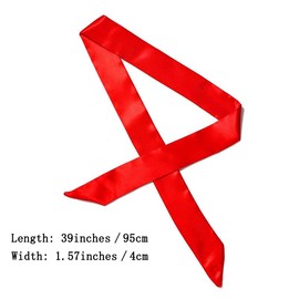 10 Pcs Long Thin Small Skinny Scarf Satin Neck Tie Ribbon Choker for Women Girls (Red)