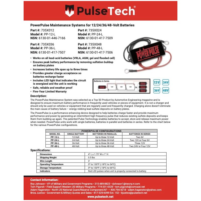 Pulsetech PowerPulse Battery Maintenance System, 48V