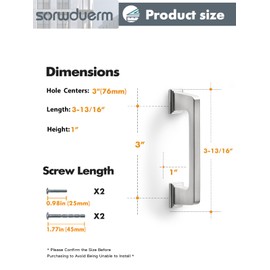 SORWDUERM 5 Pack Brushed Nickel Cabinet Pulls Square 3"(76mm) Hole Center Silver Cabinet Handles Drawer Pulls Cupboard Kitchen Hardware