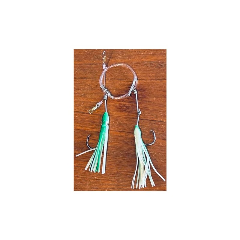 Deep Drop Bait Rig (with Skirts) (Green and White Skirt,