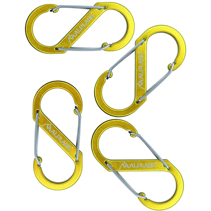 ALPLAKE ® - Pack of 4 Material Carabiners, Double Carabiner,