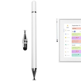Stylus Pen for Digital Calendar, Professional 3-in-1 Stylus with White Metal Barrel, High-Precision Pen for Tablets, Phones and Video Editing