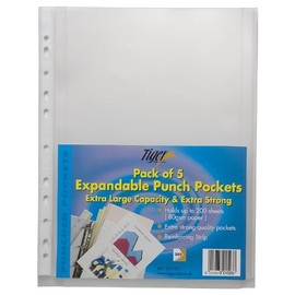Tiger 301523 - A4 Expandable Punched Pockets PK5
