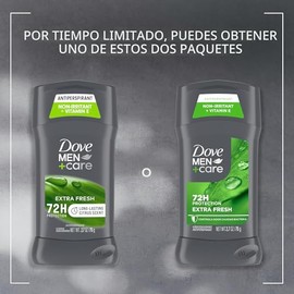 Dove Men+Care - Desodorante antitranspirante en barra para hombres, 4 unidades, extra fresco, con protección contra el sudor y el olor de 72 horas con