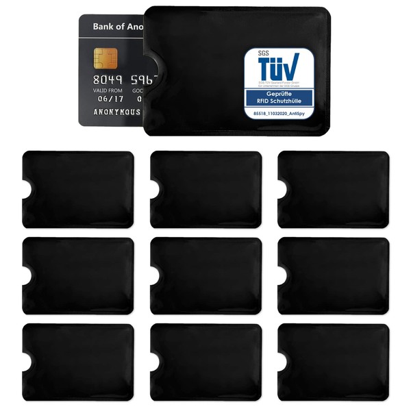 AntiSpyShop 10 x RFID protective covers, TÜV tested, NFC blocker,